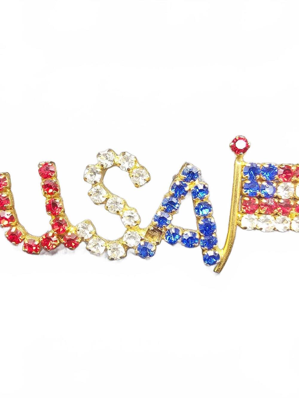 USA Rhinestone Letter Pin